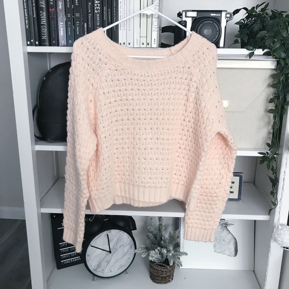 Forever 21 Baby Pink Waffle Knit Sweater